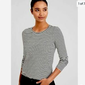 Striped long sleeve stretchy fitted tee | Banana Republic